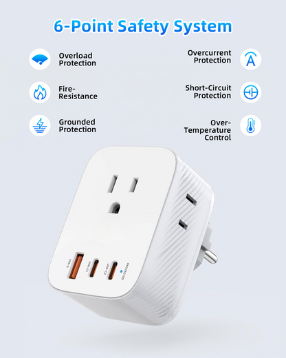 20W GaN Travel Adapter with Type E F Plug