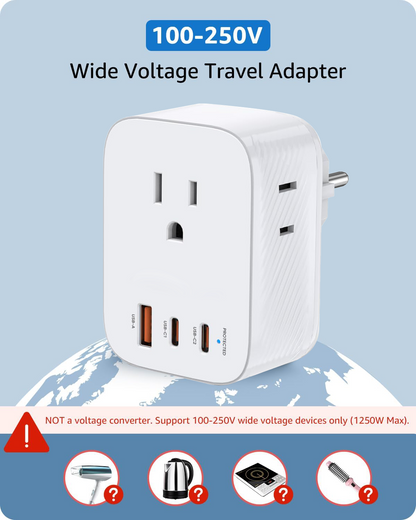 20W GaN Travel Adapter with Type E F Plug