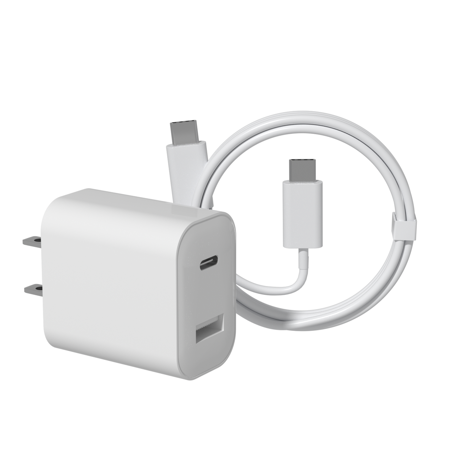 20W USB-C and USB-A Dual Port Wall Charger ETL with Type-C to Type-C Cable